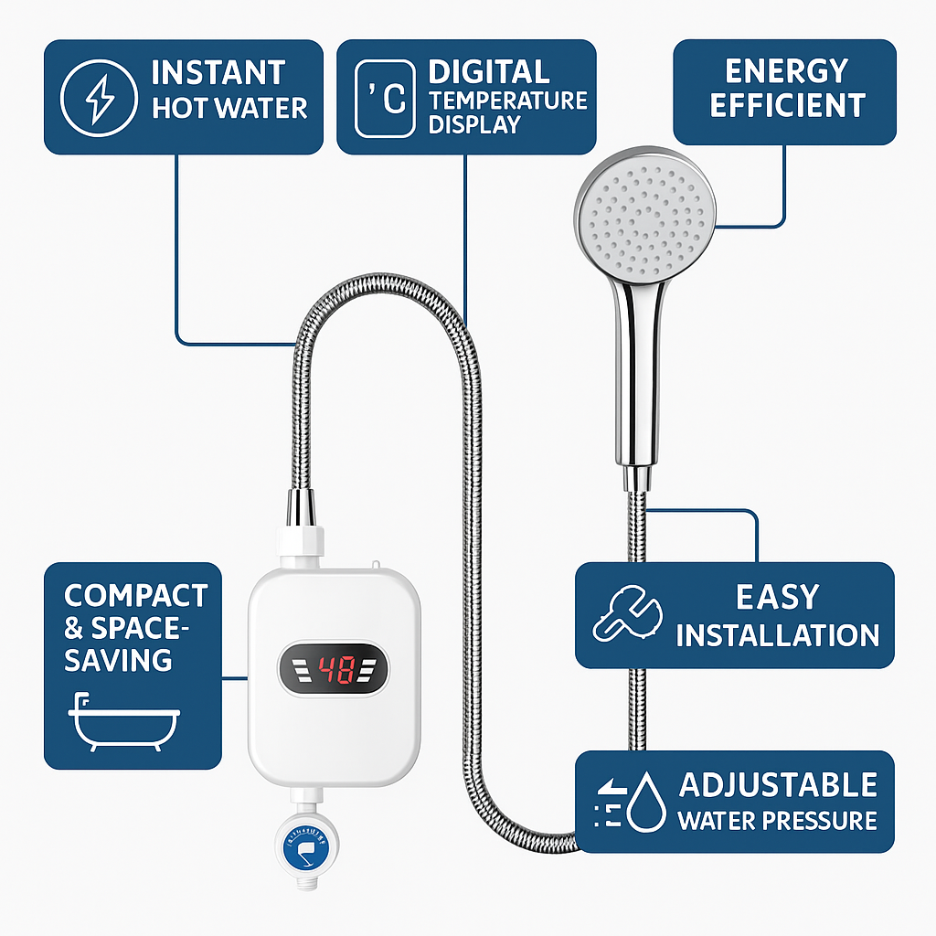 Portable Electric Tankless Instant Hot Water Heater